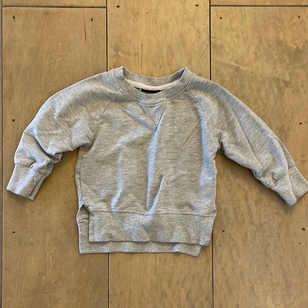 Little Bipsy Gray Crewneck Sweatshirt with Ribbed Cuffs